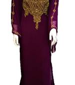 Violet georgette zari and stone work islamic kaftan