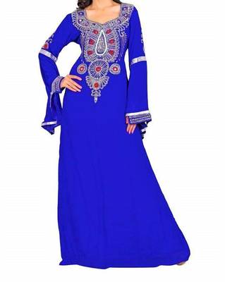 Blue georgette zari and stone work islamic kaftan 1