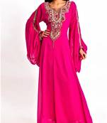 Hot Pink Georgette Zari Work Kaftan Dress
