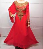 Peach georgette zari and stone work islamic kaftan