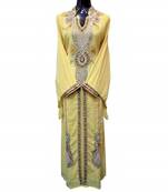 Beige georgette zari and stone work islamic kaftan