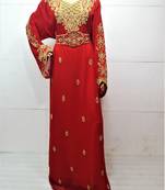 Maroon georgette zari and stone work islamic kaftan