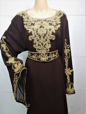 Black georgette zari and stone work islamic kaftan 2
