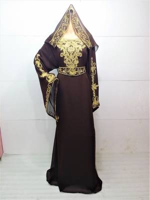 Black georgette zari and stone work islamic kaftan 1