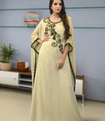 Beige Brasso And Creap Embroidered Islamic Kaftans