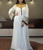 Off White Brasso And Creap Embroidered Islamic Kaftans