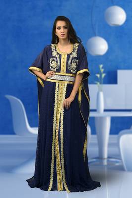 Blue Brasso And Creap Embroidered Islamic Kaftans 1
