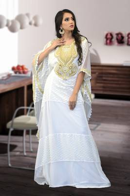 Off White Brasso And Creap Embroidered Islamic Kaftans 1