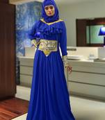 Blue Crap Embroidered Abaya