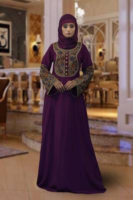 Violet Creap Embroidered Islamic Kaftans 1
