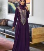 Violet Creap Embroidered Abaya