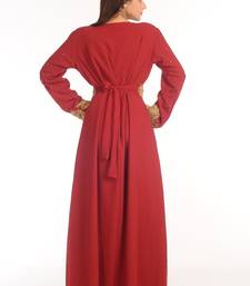 Maroon Embroidered Georgette Islamic Kaftan