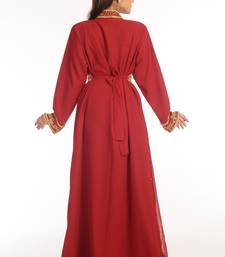 Maroon Embroidered Georgette Islamic Kaftan