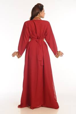 Maroon Embroidered Georgette Islamic Kaftan 2
