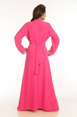 Pink Embroidered Georgette Islamic Kaftan 3