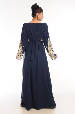 Black Embroidered Georgette Islamic Kaftan 2