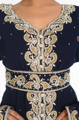 Black Embroidered Georgette Islamic Kaftan 3