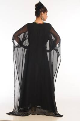 Black Embroidered Georgette Islamic Kaftan 2