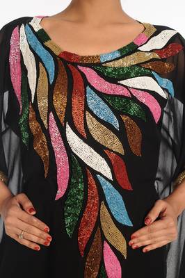 Black Embroidered Georgette Islamic Kaftan 3