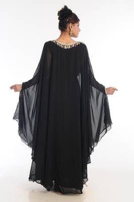 Black Embroidered Georgette Islamic Kaftan 2