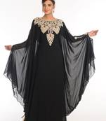 Black Embroidered Georgette Islamic Kaftan