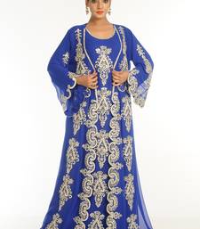Royal Blue Embroidered Georgette Islamic Kaftan