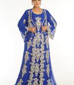 Royal Blue Embroidered Georgette Islamic Kaftan