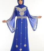Royal Blue Embroidered Georgette Islamic Kaftan