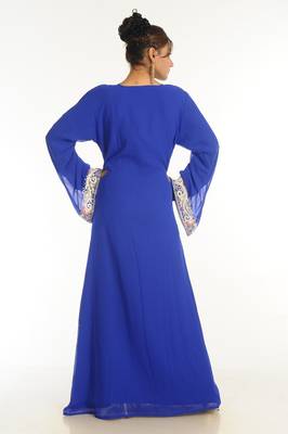 Royal Blue Embroidered Georgette Islamic Kaftan 2