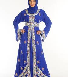 Royal Blue Embroidered Georgette Islamic Kaftan