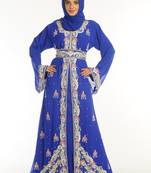 Royal Blue Embroidered Georgette Islamic Kaftan