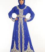 Royal Blue Embroidered Georgette Islamic Kaftan