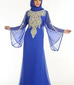 Royal Blue Embroidered Georgette Islamic Kaftan