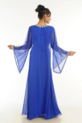Royal Blue Embroidered Georgette Islamic Kaftan 5
