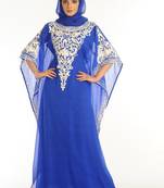 Royal Blue Embroidered Georgette Islamic Kaftan