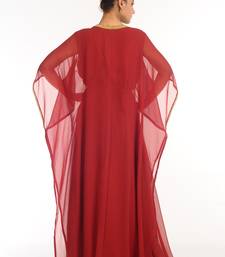 Maroon Embroidered Georgette Islamic Kaftan