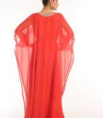 Peach Embroidered Georgette Islamic Kaftan