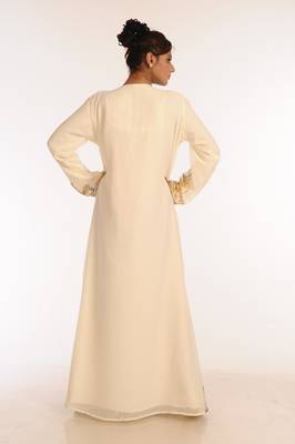 Cream Embroidered Georgette Islamic Kaftan 2
