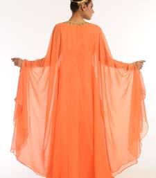 Peach Embroidered Georgette Islamic Kaftan