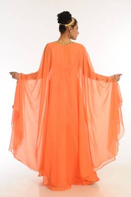 Peach Embroidered Georgette Islamic Kaftan 2