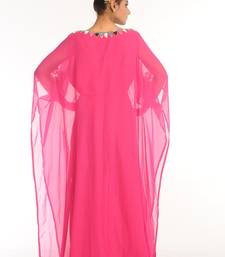 Pink Embroidered Georgette Islamic Kaftan