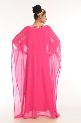 Pink Embroidered Georgette Islamic Kaftan 2