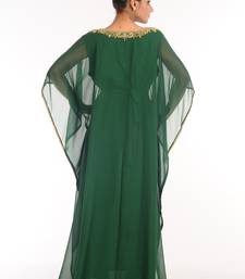 Bottle Green Embroidered Georgette Islamic Kaftan