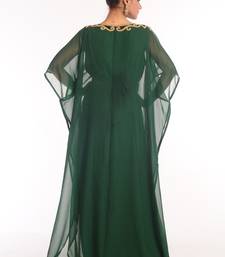 Bottle Green Embroidered Georgette Islamic Kaftan