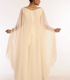 Cream Embroidered Georgette Islamic Kaftan