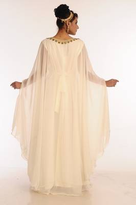 Cream Embroidered Georgette Islamic Kaftan 2