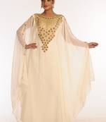 Cream Embroidered Georgette Islamic Kaftan