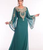 Sea Green Embroidered Georgette Islamic Kaftan