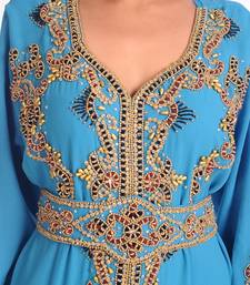 Baby Blue Georgette Zari Embroidered Kaftan