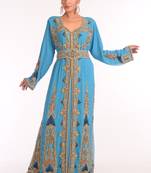Baby Blue Georgette Zari Embroidered Kaftan